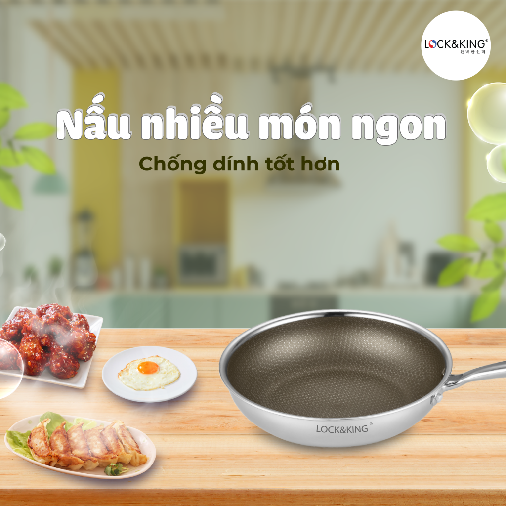 Chảo Cạn Titanium Lock&King LK-2202 nấu được nhiều món ngon