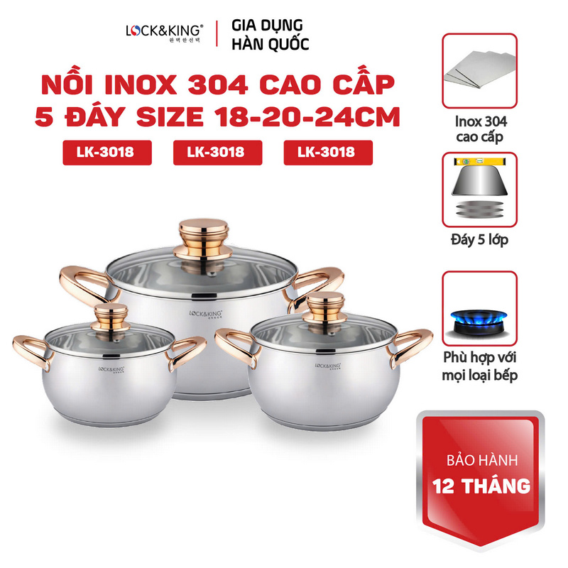 Bộ nồi Inox Lock&King cao cấp