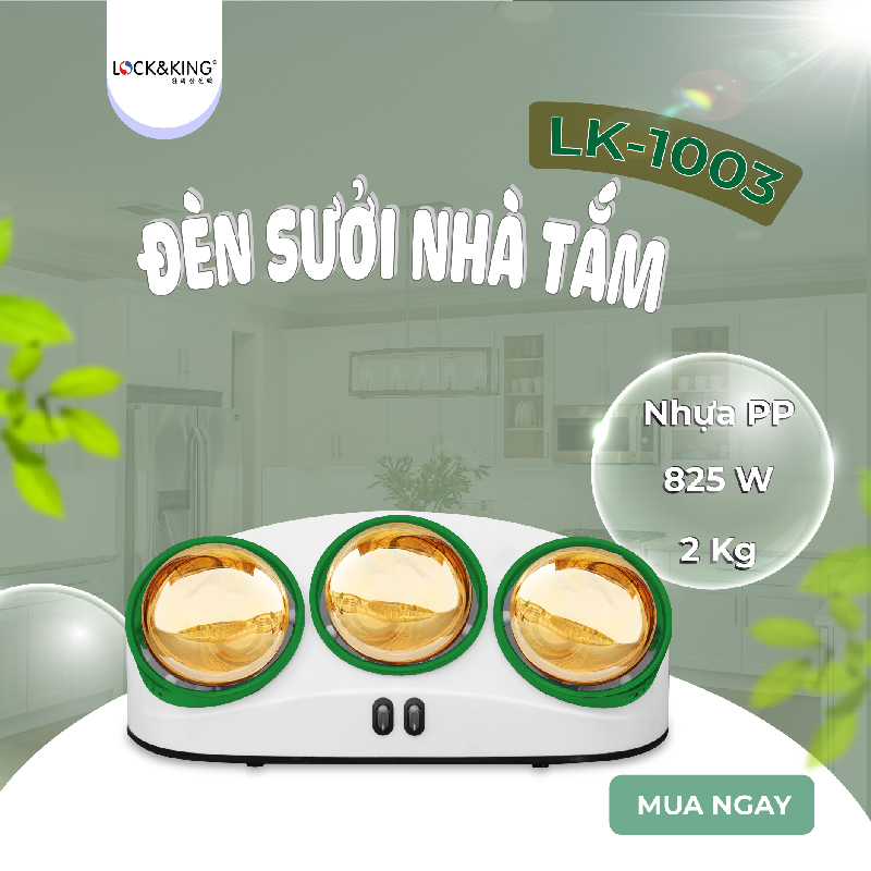 Đèn sưởi nhà tắm 3 bóng cao cấp Lock&King LK-1003