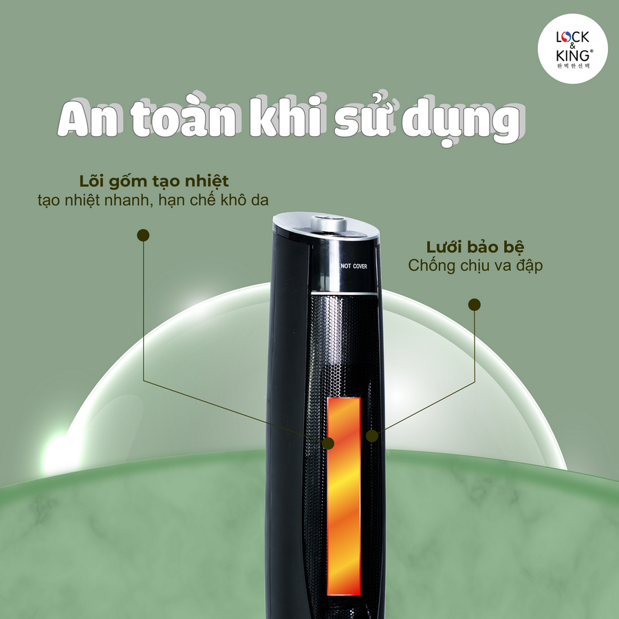 Máy Sưởi Gốm Lock&King LK-586 an toàn cho người sử dụng