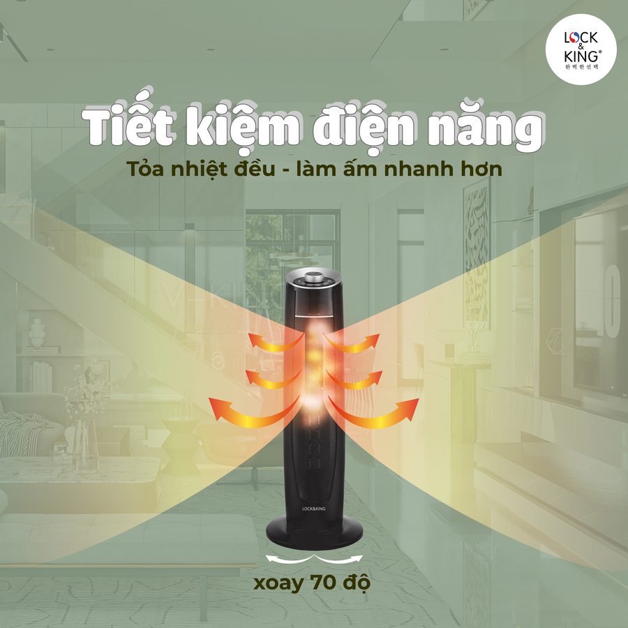 Máy Sưởi Gốm Lock&King LK-586 tiết kiệm điện năng