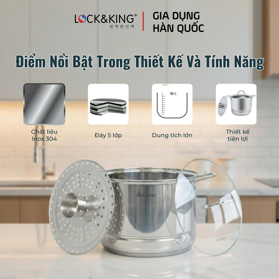 Nồi Luộc Gà Hấp Đa Năng Lock&King có ưu điểm vượt trội