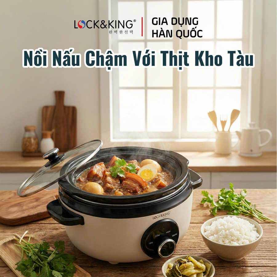 Nồi nấu chậm với món thịt kho tàu