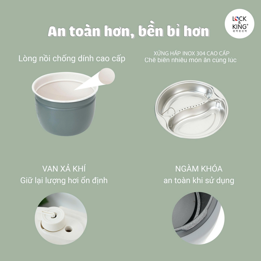Nồi áp suất điện Lock&King LK-4160 an toàn, bền bỉ
