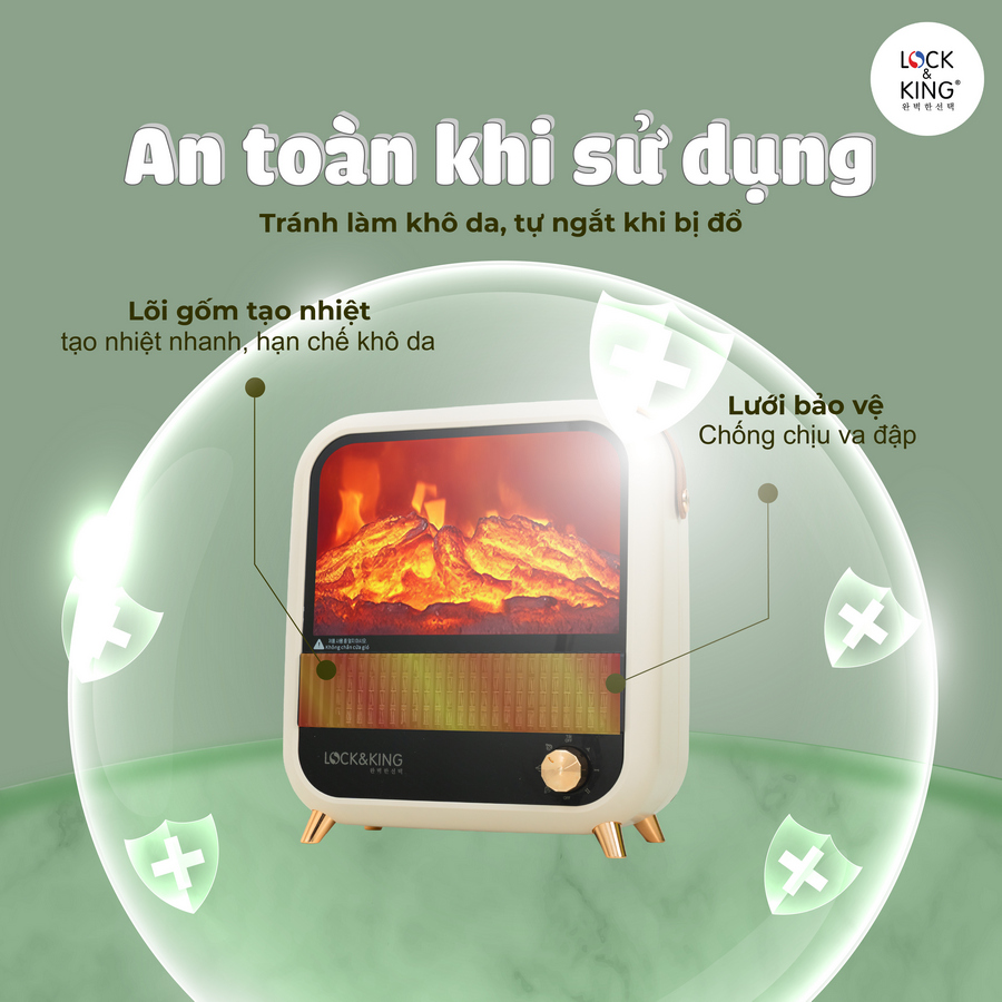 Quạt sưởi để bàn Lock&King LK-5301 an toàn