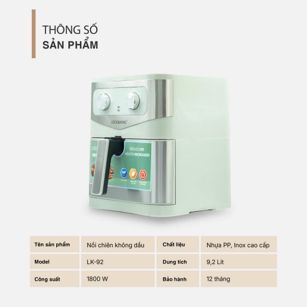 Nồi Chiên Không Dầu Lock&King LK-92