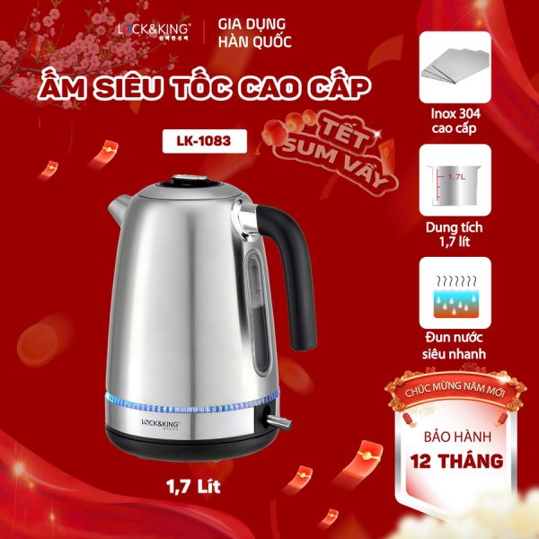 Ấm Siêu Tốc Lock&King LK-1083 – Sôi Nhanh, Bền Lâu, Chuẩn Hàn