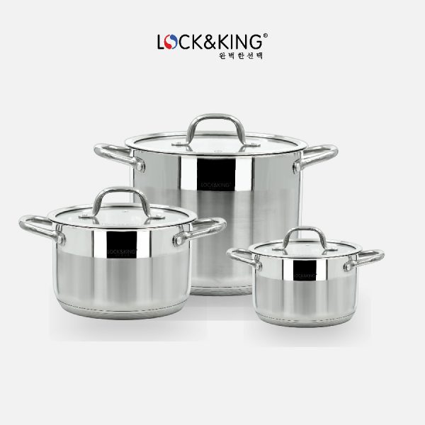 Bộ Nồi Inox 5 Đáy Cao Cấp Lock&King LK-3386