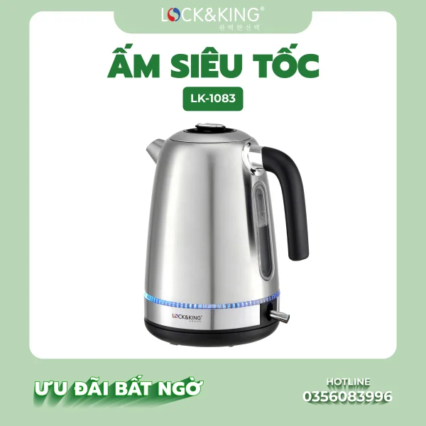 Ấm Siêu Tốc Lock&King LK-1083 – Sôi Nhanh, Bền Lâu, Chuẩn Hàn