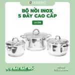 Bộ Nồi Inox 5 Đáy Cao Cấp Lock&King LK-338
