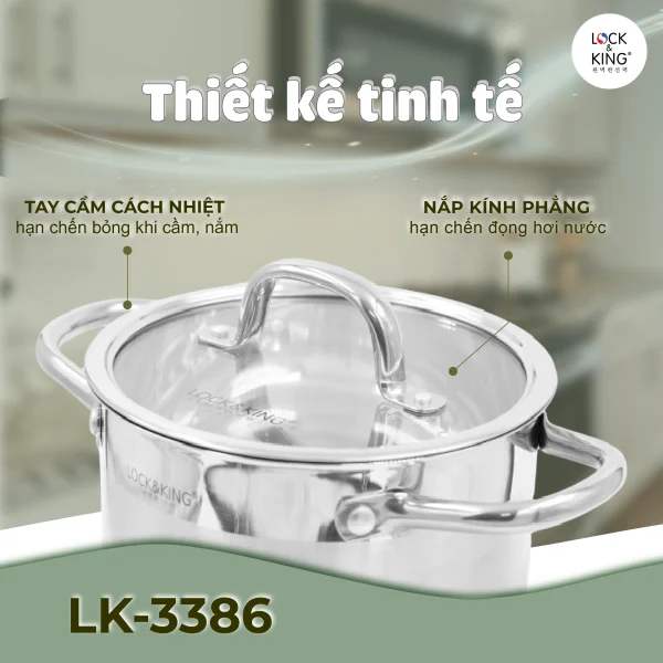 Bộ Nồi Inox 5 Đáy Cao Cấp Lock&King LK-338