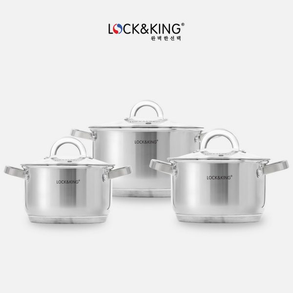 Bộ Nồi Inox 5 Đáy Cao Cấp Lock&King LK-338