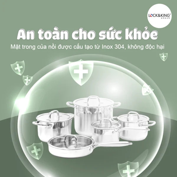 Bộ Nồi Inox 5 Đáy Cao Cấp Lock&King LK-3568