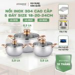 Bộ Nồi Inox 5 đáy Cao Cấp Lock&King LK-336