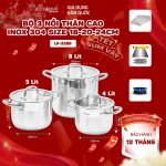 Bộ Nồi Inox 5 Đáy Cao Cấp Lock&King LK-3386