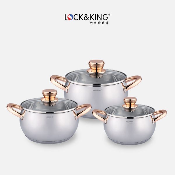 Bộ Nồi Inox 5 đáy Cao Cấp Lock&King LK-336A