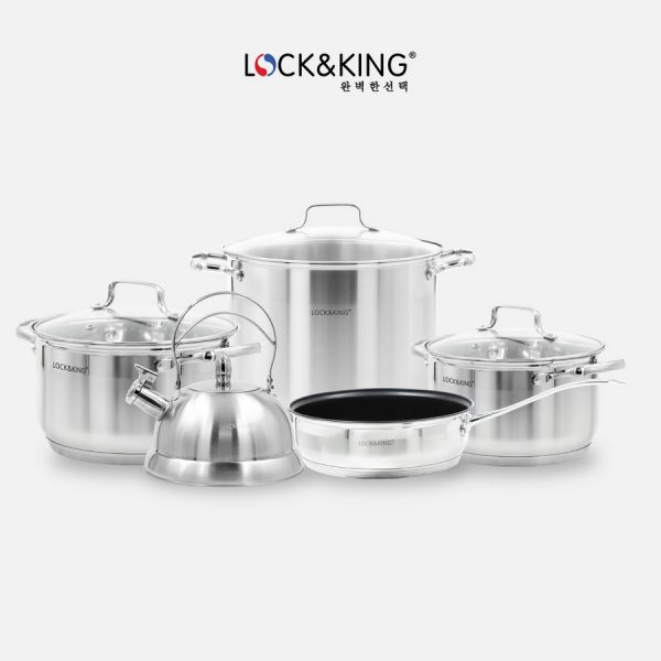 Bộ Nồi Inox 5 Đáy Cao Cấp Lock&King LK-358