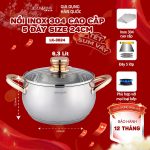 Nồi Inox 5 Đáy Cao Cấp Lock&King LK-3024