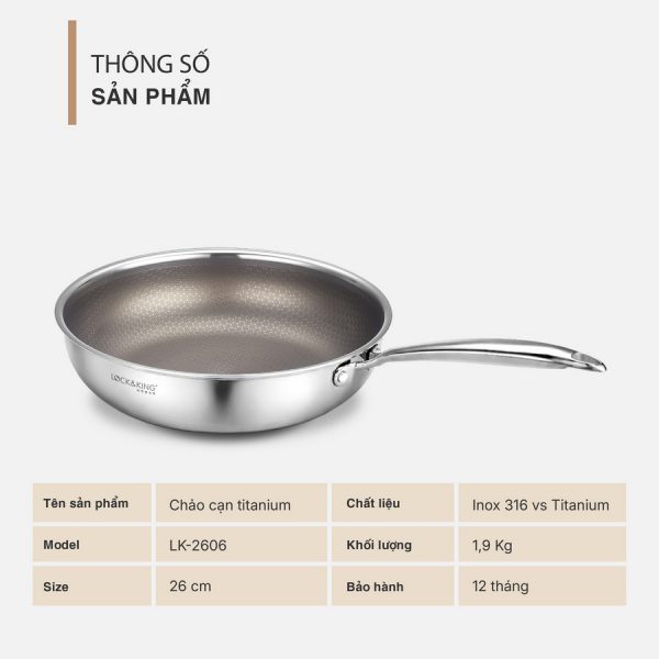 Chảo Cạn Titanium Lock&King LK-2606