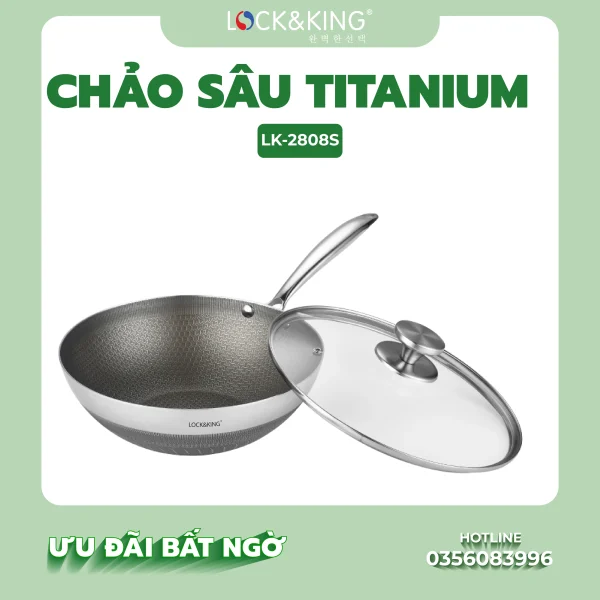Chảo Sâu Titanium Lock&King LK-2808S