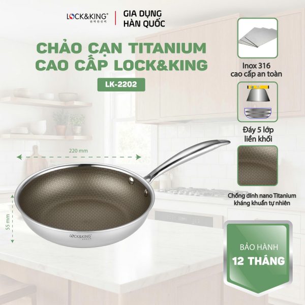 Chảo Cạn Titanium Lock&King LK-2202