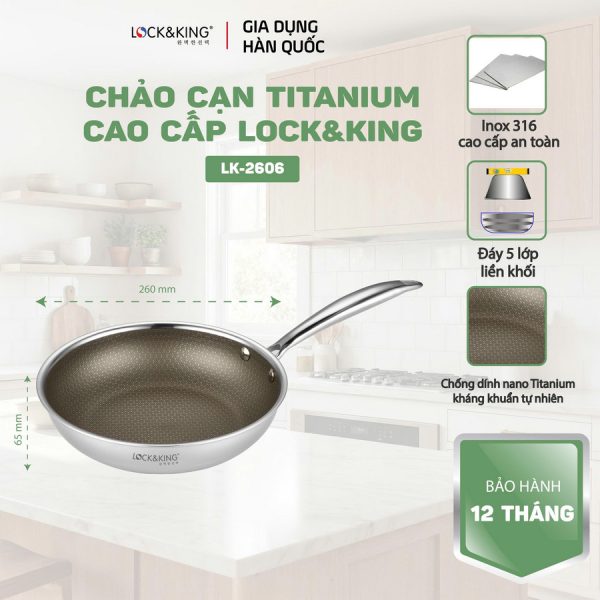 Chảo Cạn Titanium Lock&King LK-2606
