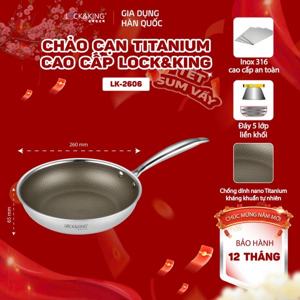 Chảo Cạn Titanium Lock&King LK-2606
