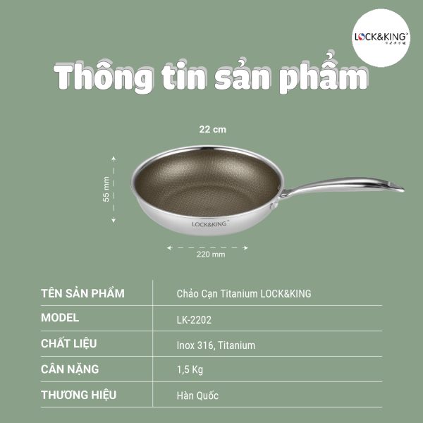 Chảo Cạn Titanium Lock&King LK-2202