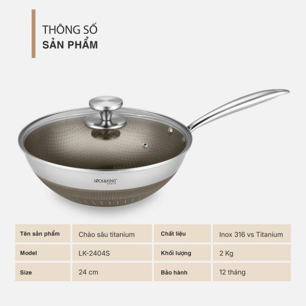 Chảo Sâu Titanium Lock&King LK-2404S