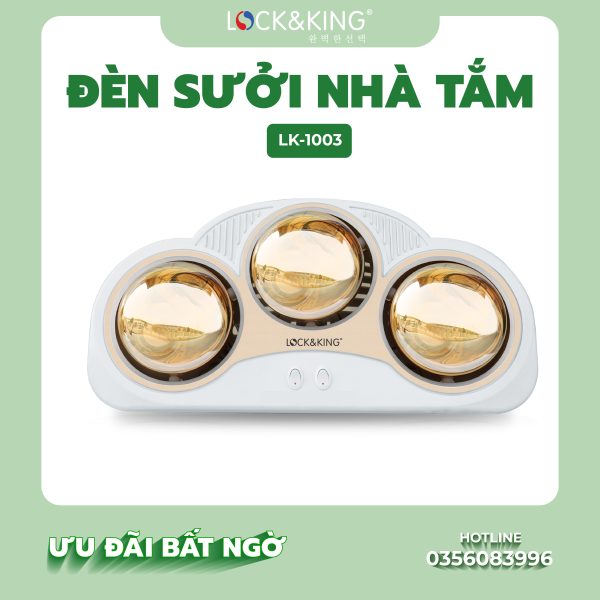 Đèn Sưởi Nhà Tắm 3 Bóng Cao Cấp Lock&King LK-1003
