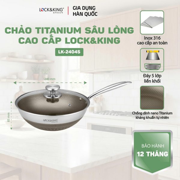Chảo Sâu Titanium Lock&King LK-2404S