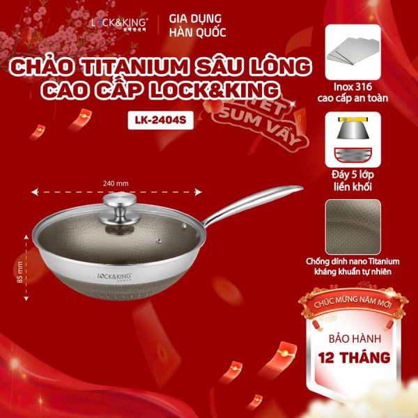 Chảo Sâu Titanium Lock&King LK-2404S