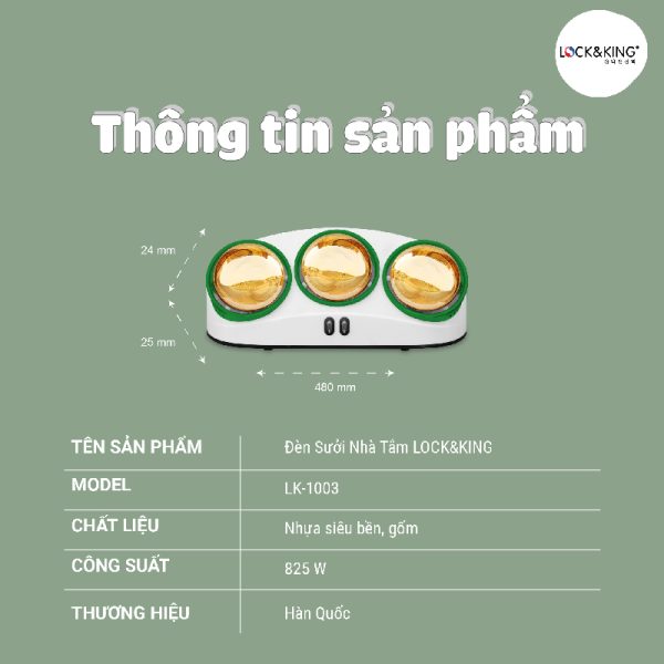 Đèn Sưởi Nhà Tắm 3 Bóng Cao Cấp Lock&King LK-1003