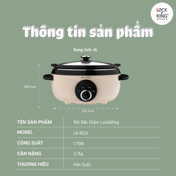 Nồi Nấu Chậm Lock&King LK-4026