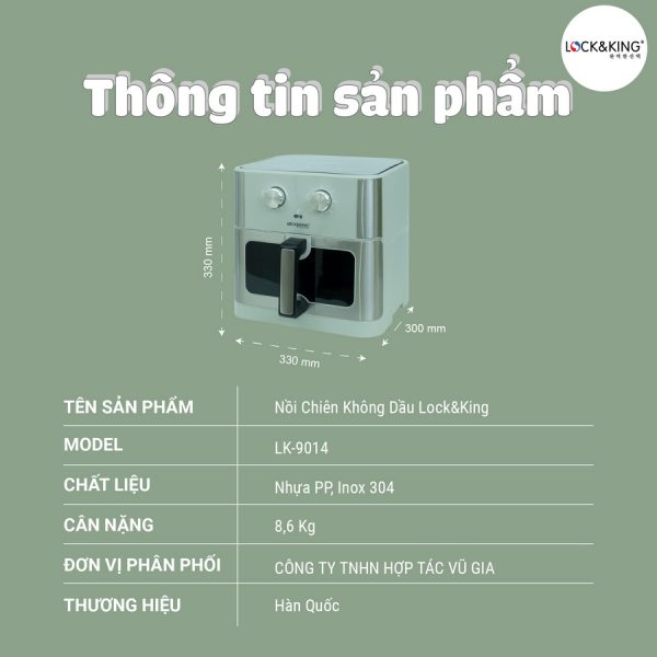 Nồi Chiên Không Dầu Lock&King LK-9014