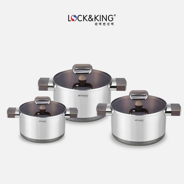 Bộ Nồi 3 Món Titanium Cao Cấp Lock&King LK-3338