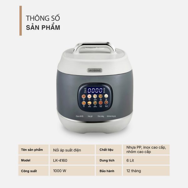 Nồi Áp Suất Điện Lock&King LK-4160