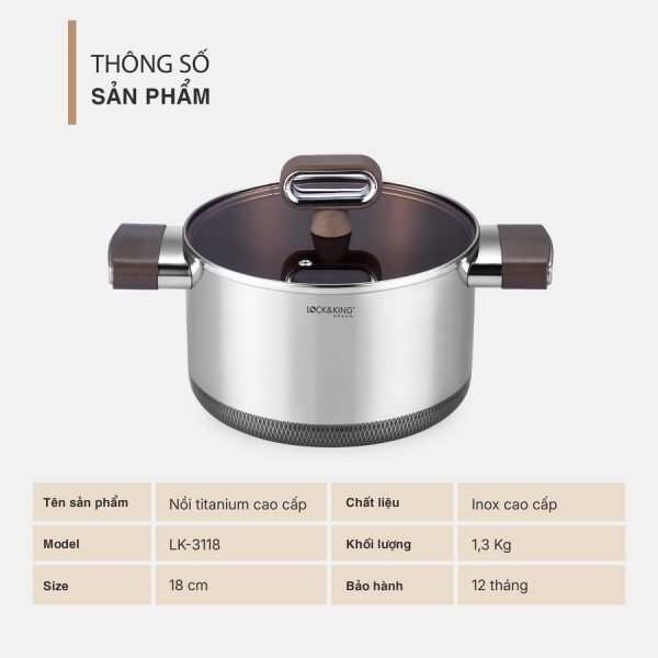 Nồi Titanium Cao Cấp Lock&King LK-3118