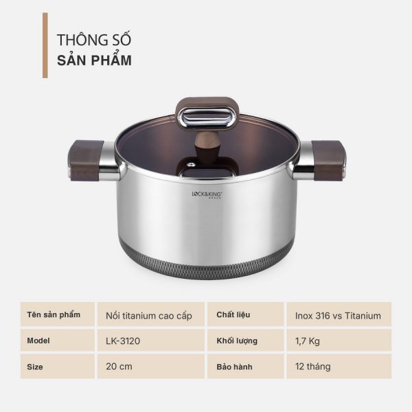 Nồi Titanium Cao Cấp Lock&King LK-3120