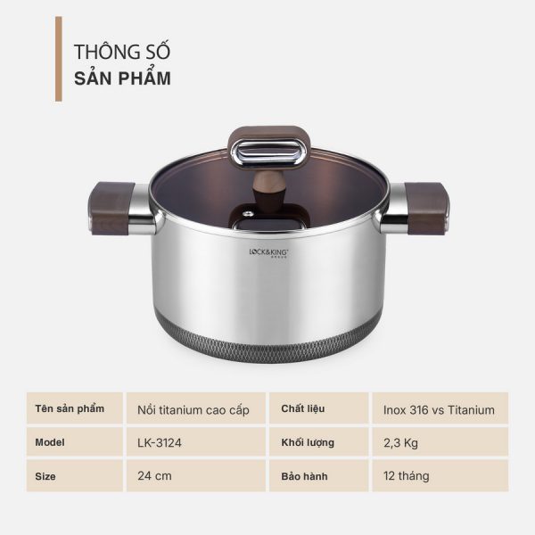 Nồi Titanium Cao Cấp Lock&King LK-3124