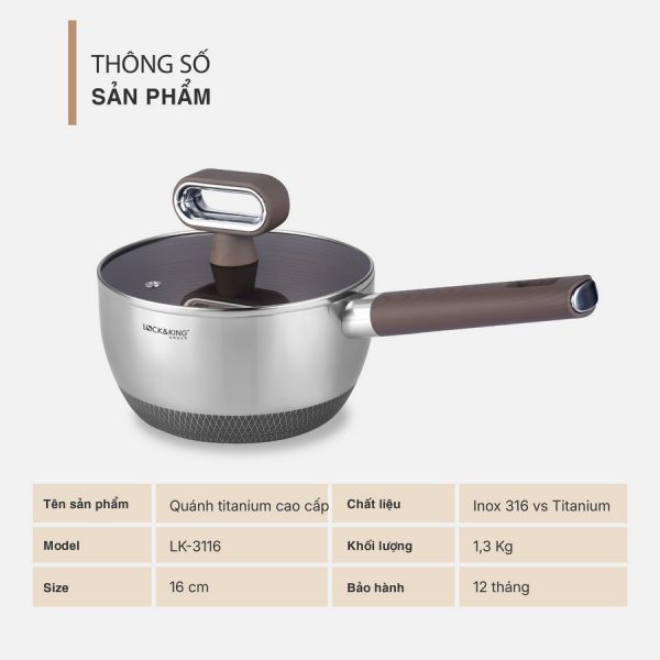 Quánh Titanium Cao Cấp Lock&King LK-3116