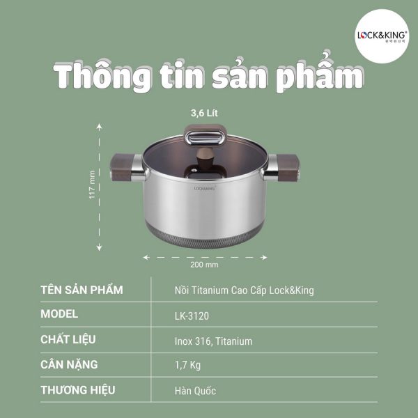 Nồi Titanium Cao Cấp Lock&King LK-3120