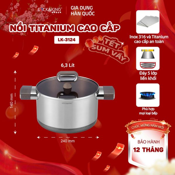 Nồi Titanium Cao Cấp Lock&King LK-3124