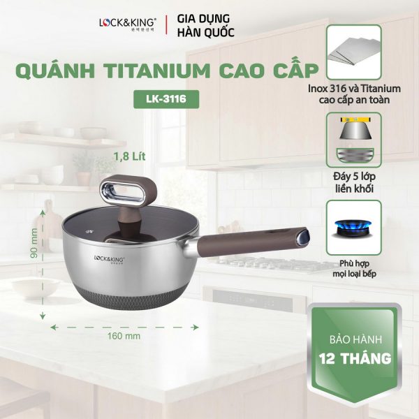 Quánh Titanium Cao Cấp Lock&King LK-3116