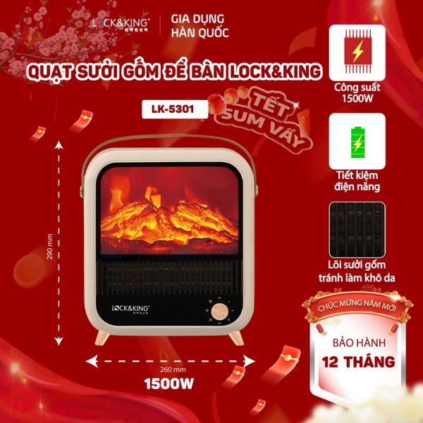 Quạt Sưởi Để Bàn Lock&King LK-5301