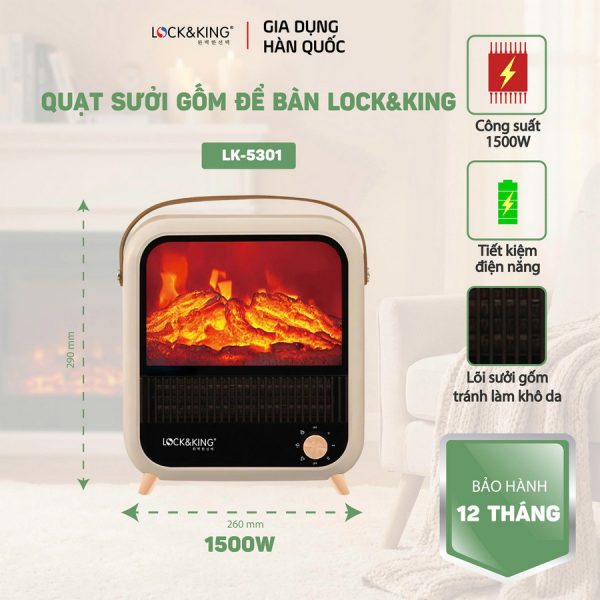 Quạt Sưởi Để Bàn Lock&King LK-5301