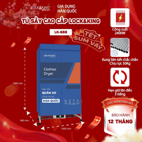 Tủ Sấy Quần Áo Cao Cấp Lock&King LK-688