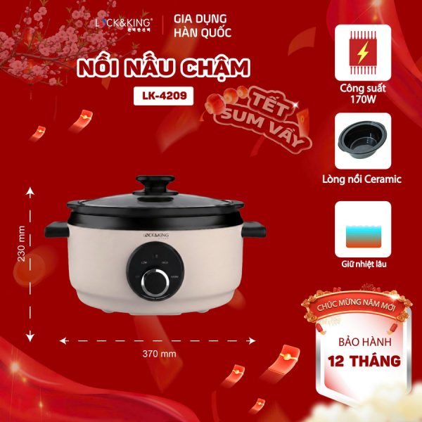 Nồi Nấu Chậm Lock&King LK-4209 – Nấu Triệu Món Ngon