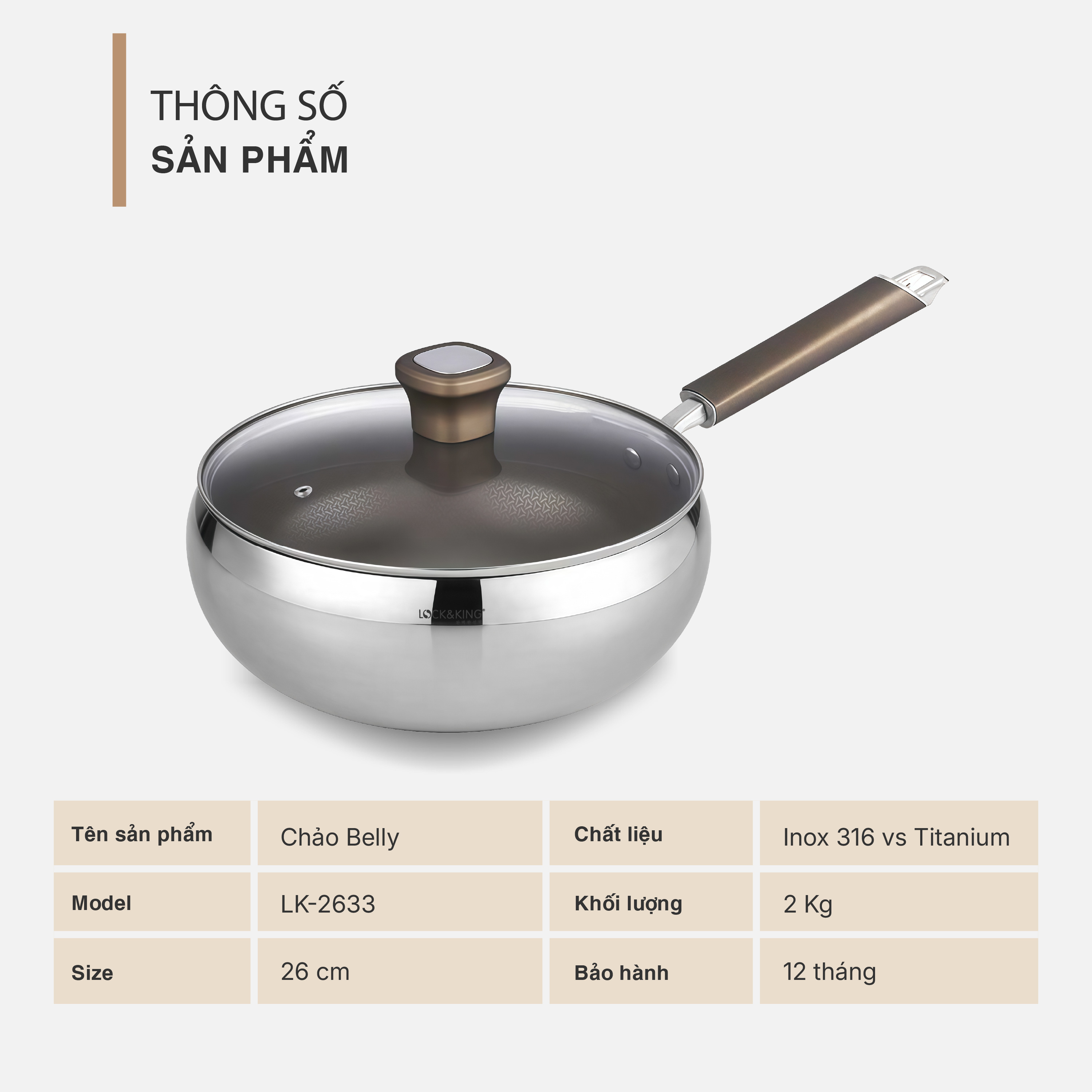 Chảo Belly Lock&King LK-2633